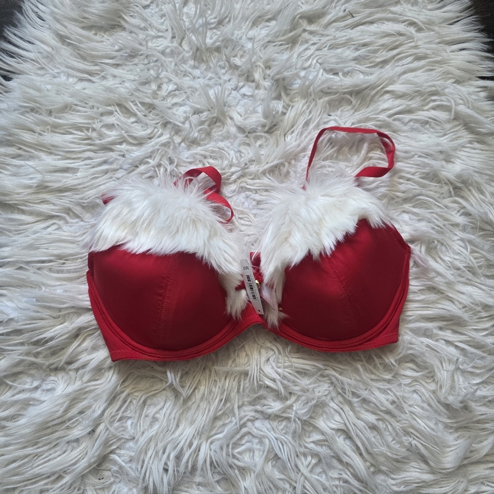 New Adore Me Festive Red and White Women's Bra